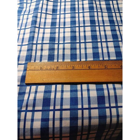 Vintage 1996 by Spectrum Cotton Home Decor Sewing Fabric Blue Plaid 1.5yd x 56" - Picture 5 of 7